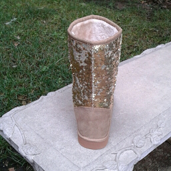 385 Fifth Goldtone Sequin Bootie Slippers - Picture 3 of 7